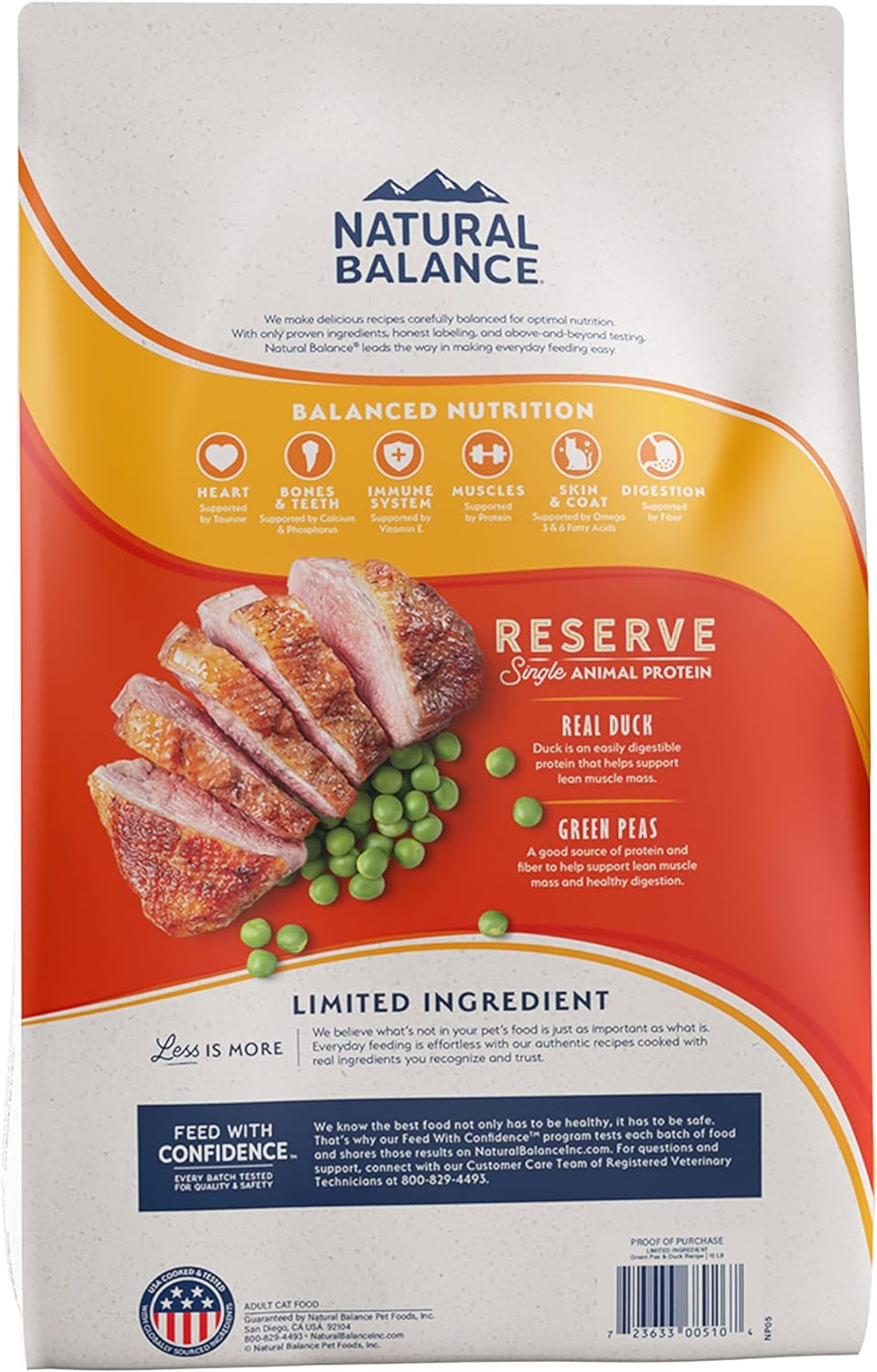 Limited Ingredient Adult Grain-Free Dry Cat Food - Balanced Nutrition - Soy-Free, Corn-Free Limited Ingredient Formula - 10 Lb - Reserve Duck & Green Pea Recipe