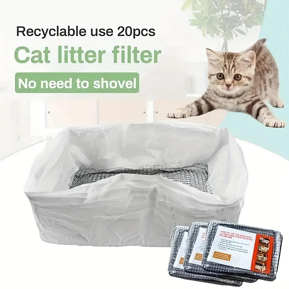 Cat litter filter with a cat and packaging on a white background