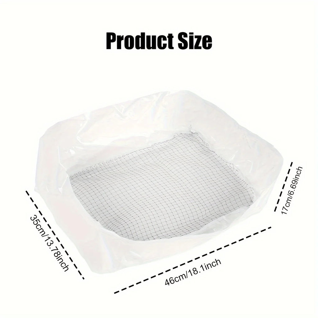 Product size chart with a cushion and measurements on a white background