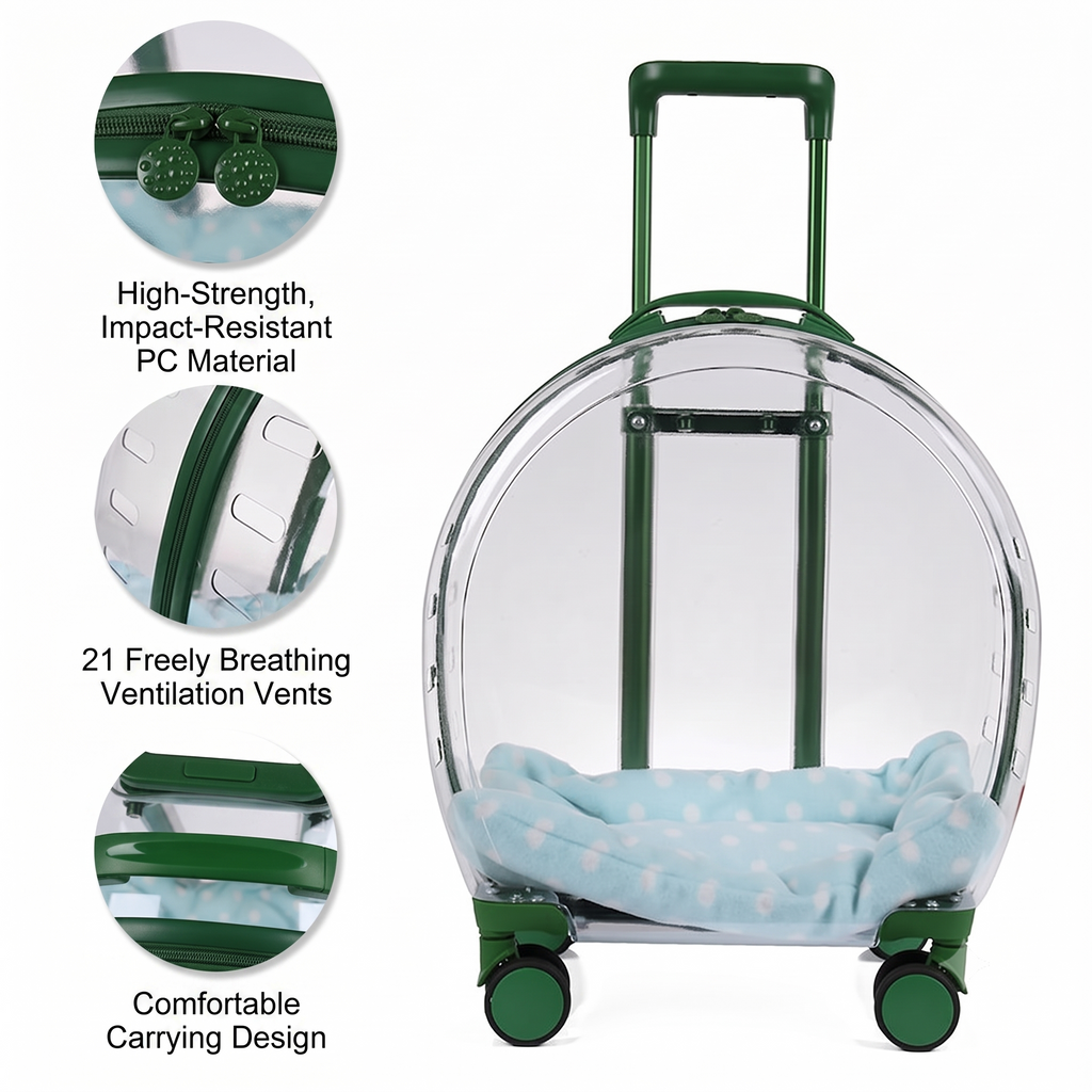 Transparent Rolling Pet Travel Carrier