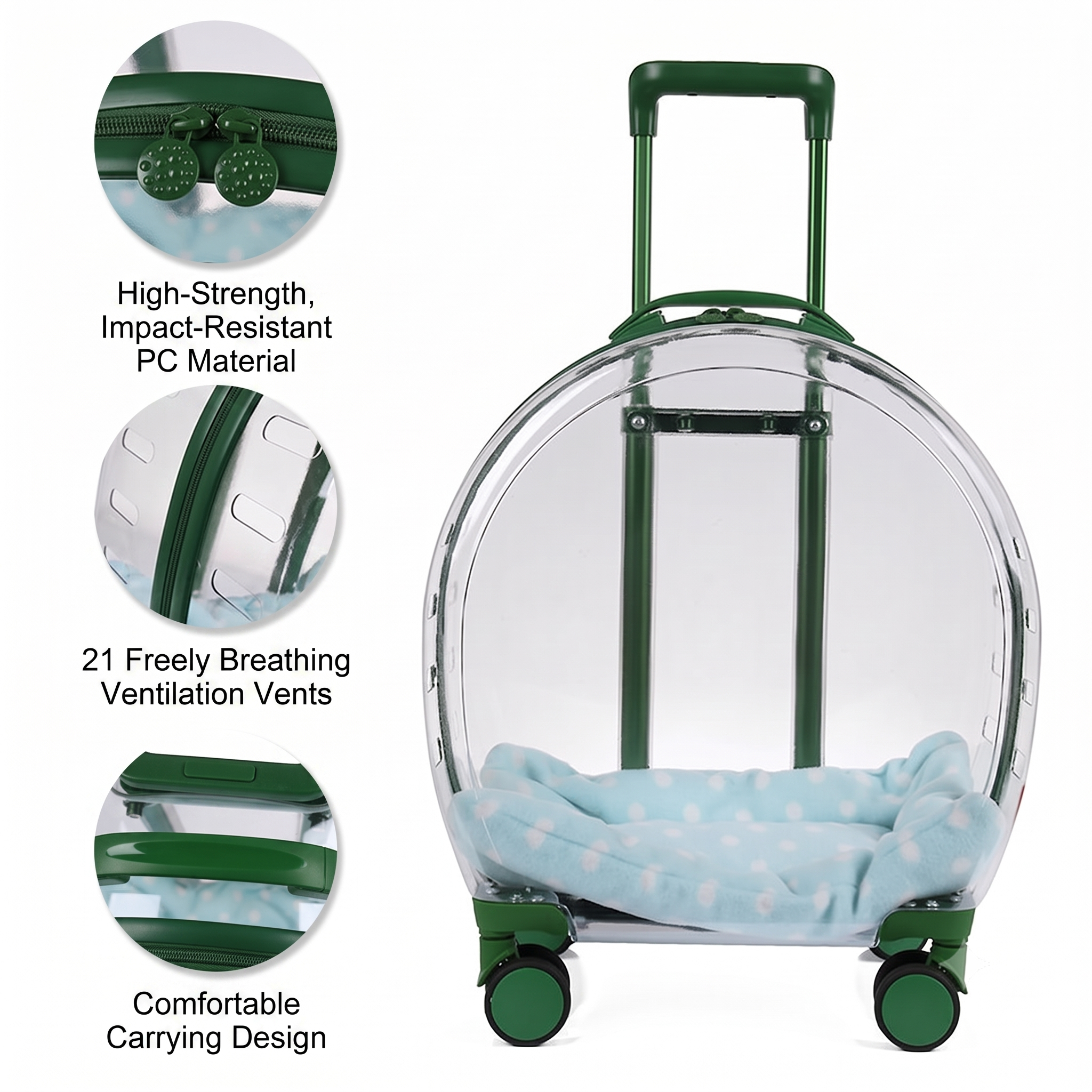 Transparent Rolling Pet Travel Carrier