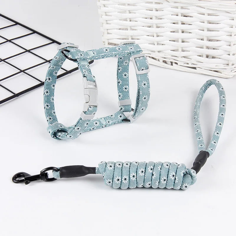 Adjustable Cat & Dog Harness with Leash – Soft Cotton Vest for Cats & Small Dogs