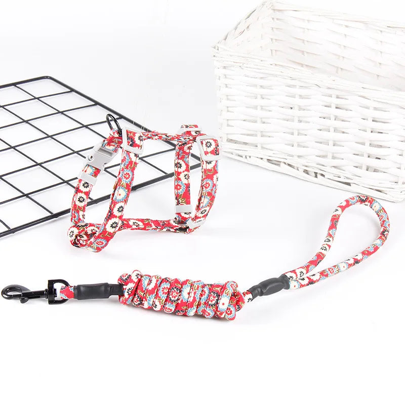 Adjustable Cat & Dog Harness with Leash – Soft Cotton Vest for Cats & Small Dogs