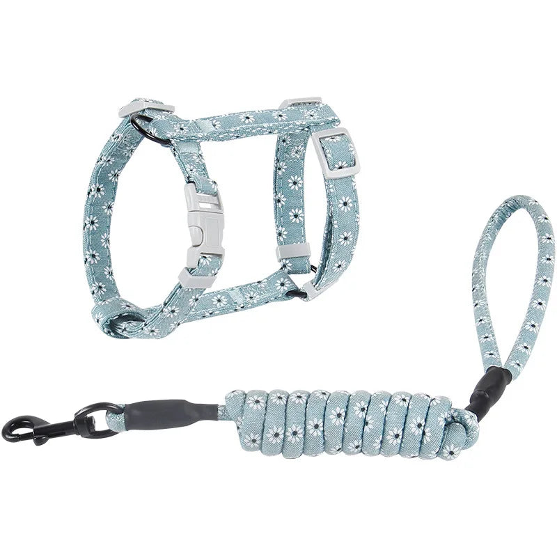 Adjustable Cat & Dog Harness with Leash – Soft Cotton Vest for Cats & Small Dogs