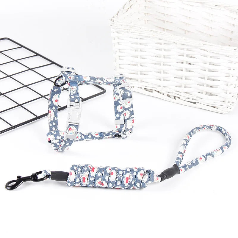 Adjustable Cat & Dog Harness with Leash – Soft Cotton Vest for Cats & Small Dogs