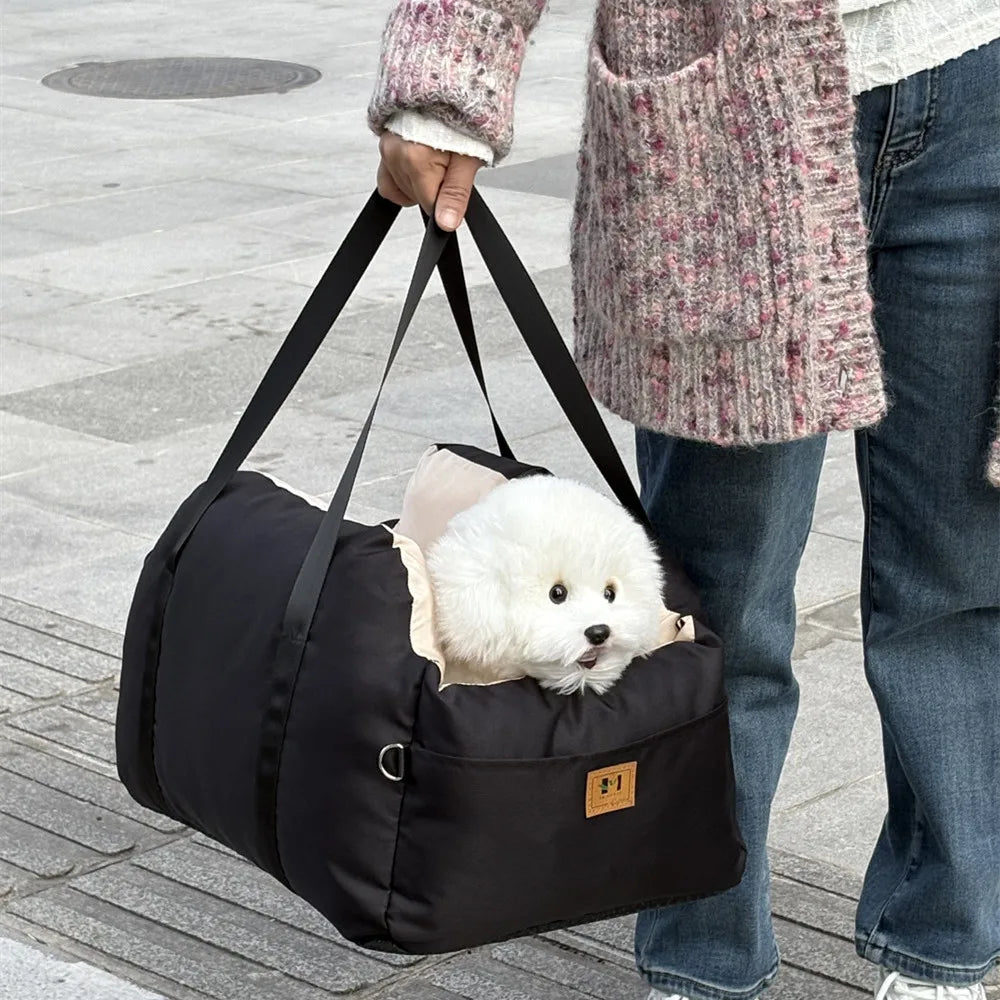 Washable Small Dog Car Seat Booster Bed | Soft Cotton Pet Carrier Nest