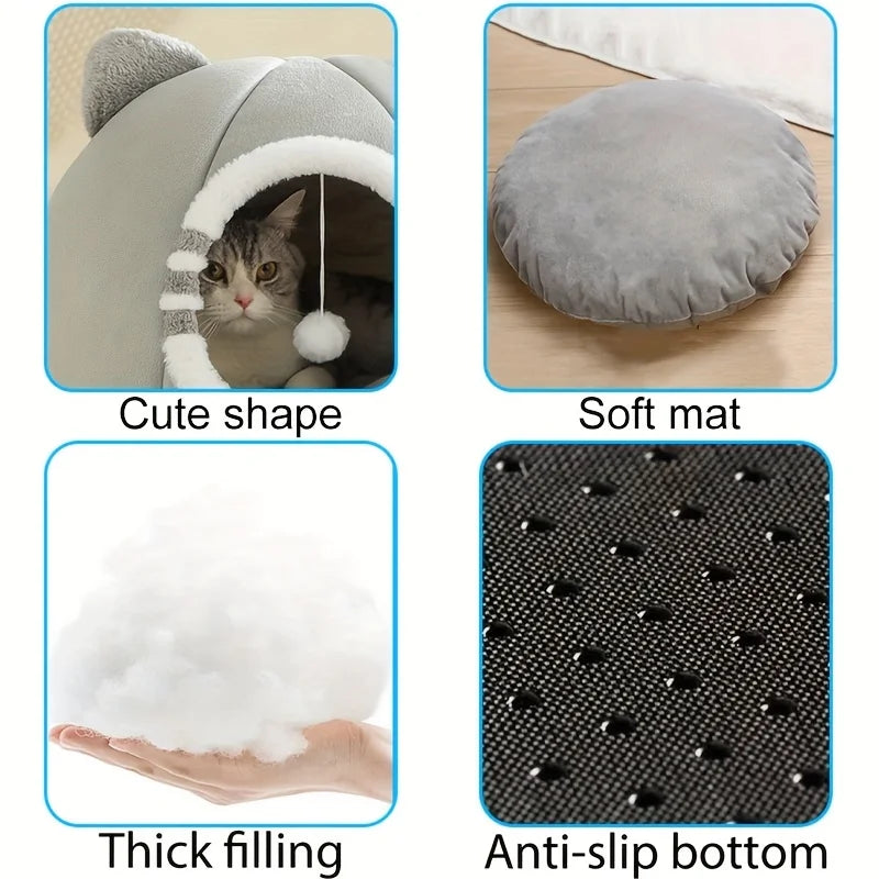 Cat Cave Bed | Cozy Plush Nest for Cats & Small Dogs