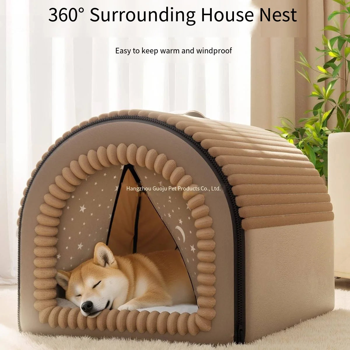 Thickened Winter Pet Bed | Closed Dog House & Cat Shelter with Washable Mattress