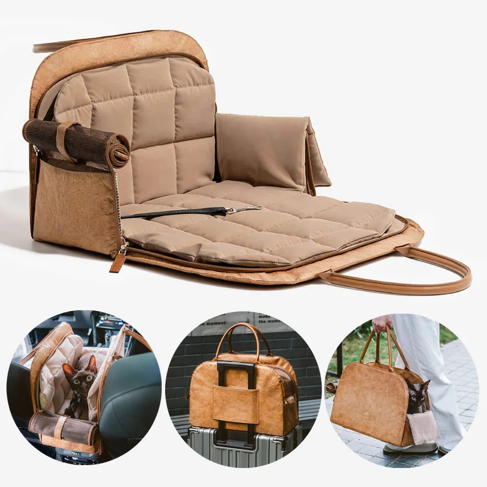 Warm Leather Pet Travel Carrier