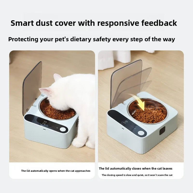 Smart Infrared Auto-Open Cat Bowl | Stainless Steel with Dustproof Lid