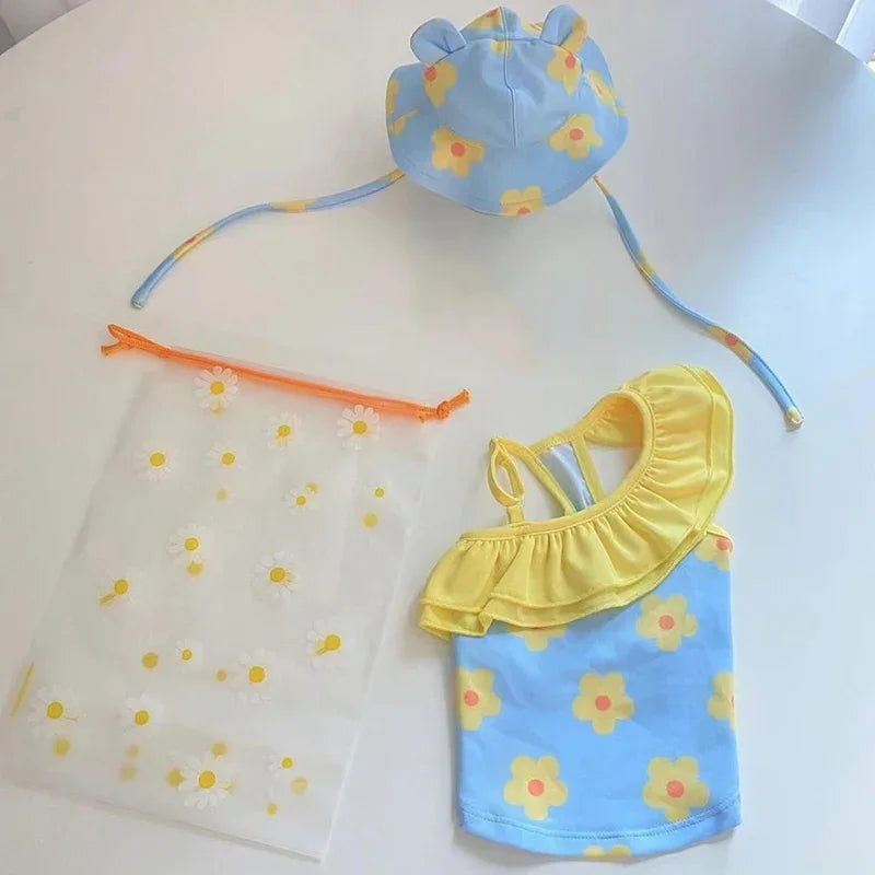 Sunny Paws Beach Set – 2-Piece Summer Dress & Cap for Small Dogs
