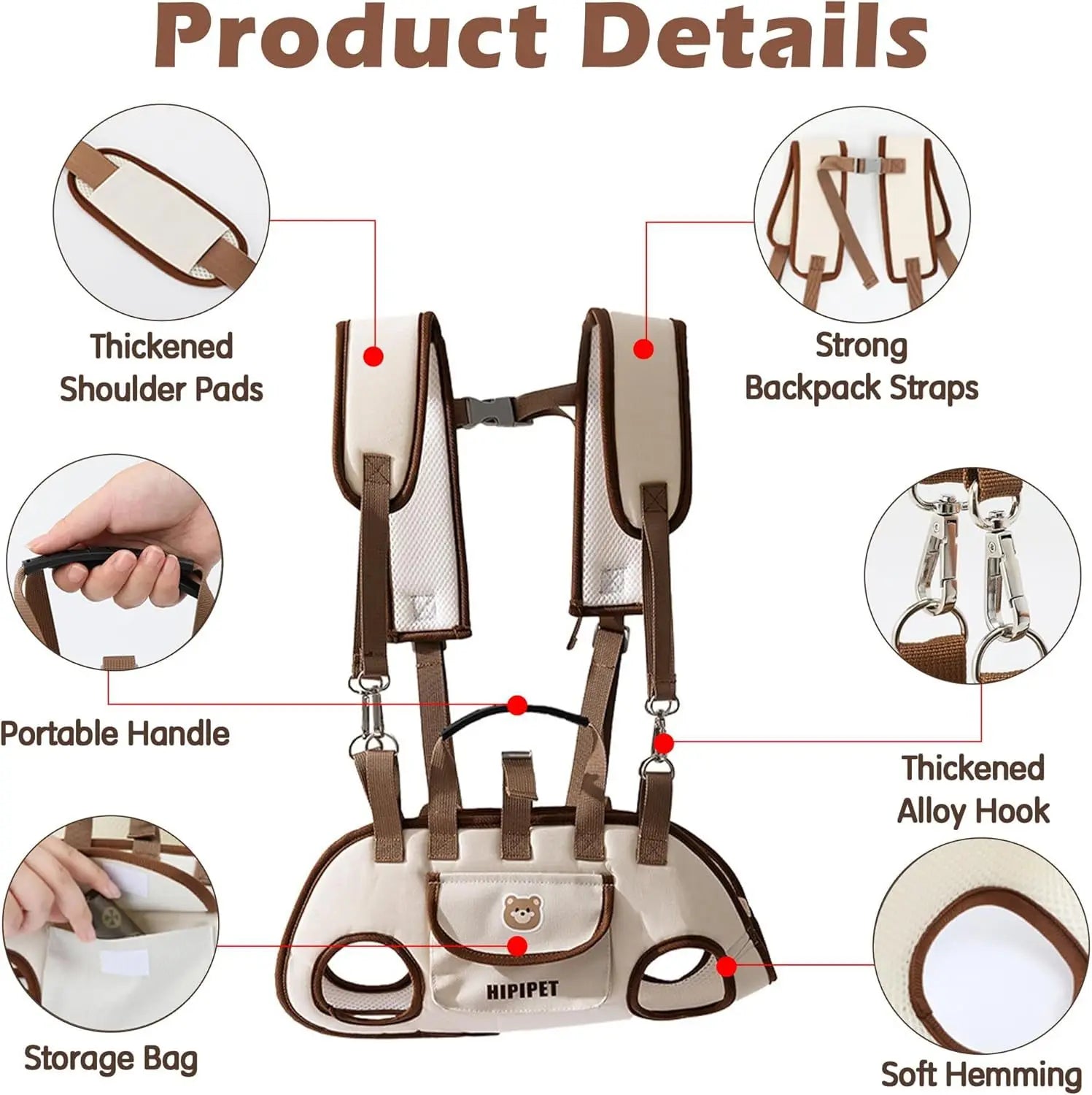 6-in-1 Dog Carrier Backpack — Breathable Canvas Pet Travel Bag for Small & Medium Dogs