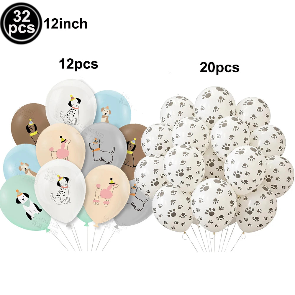 Dog Birthday Party Decoration Set – Banner, Balloons & Cake Decor for Pets