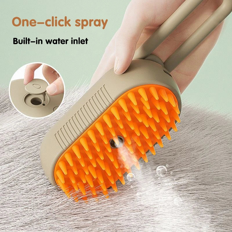 3-in-1 Electric Steam Pet Brush | Spray, Massage & Grooming Comb for Cats & Dogs
