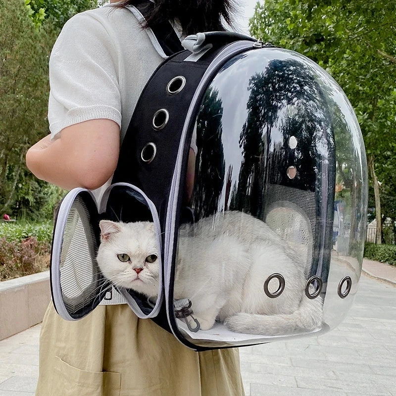 Space Capsule Pet Backpack – Transparent Carrier Bag for Cats & Small Dogs