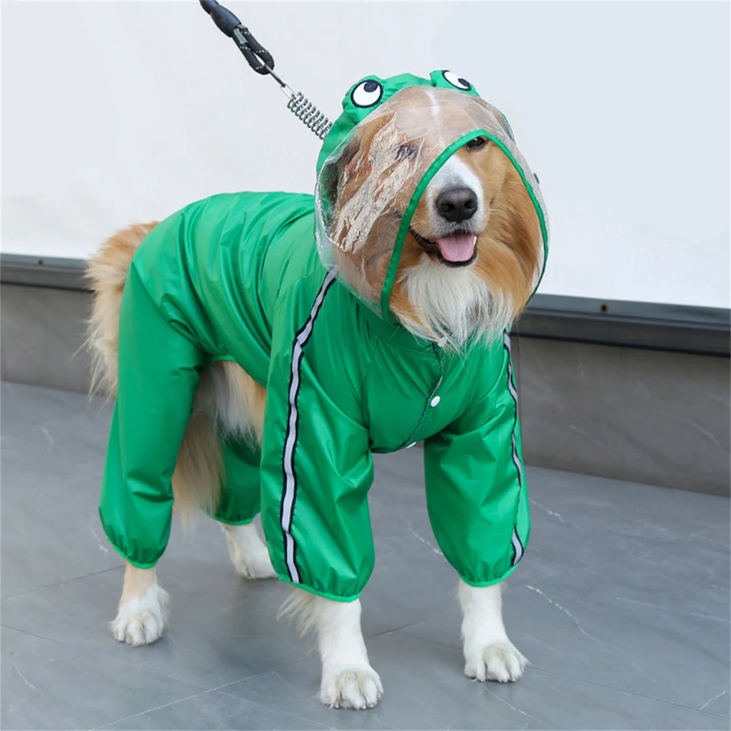 Waterproof Dog Raincoat with Hood – Reflective Adjustable Rain Jacket for Small to Large Dogs