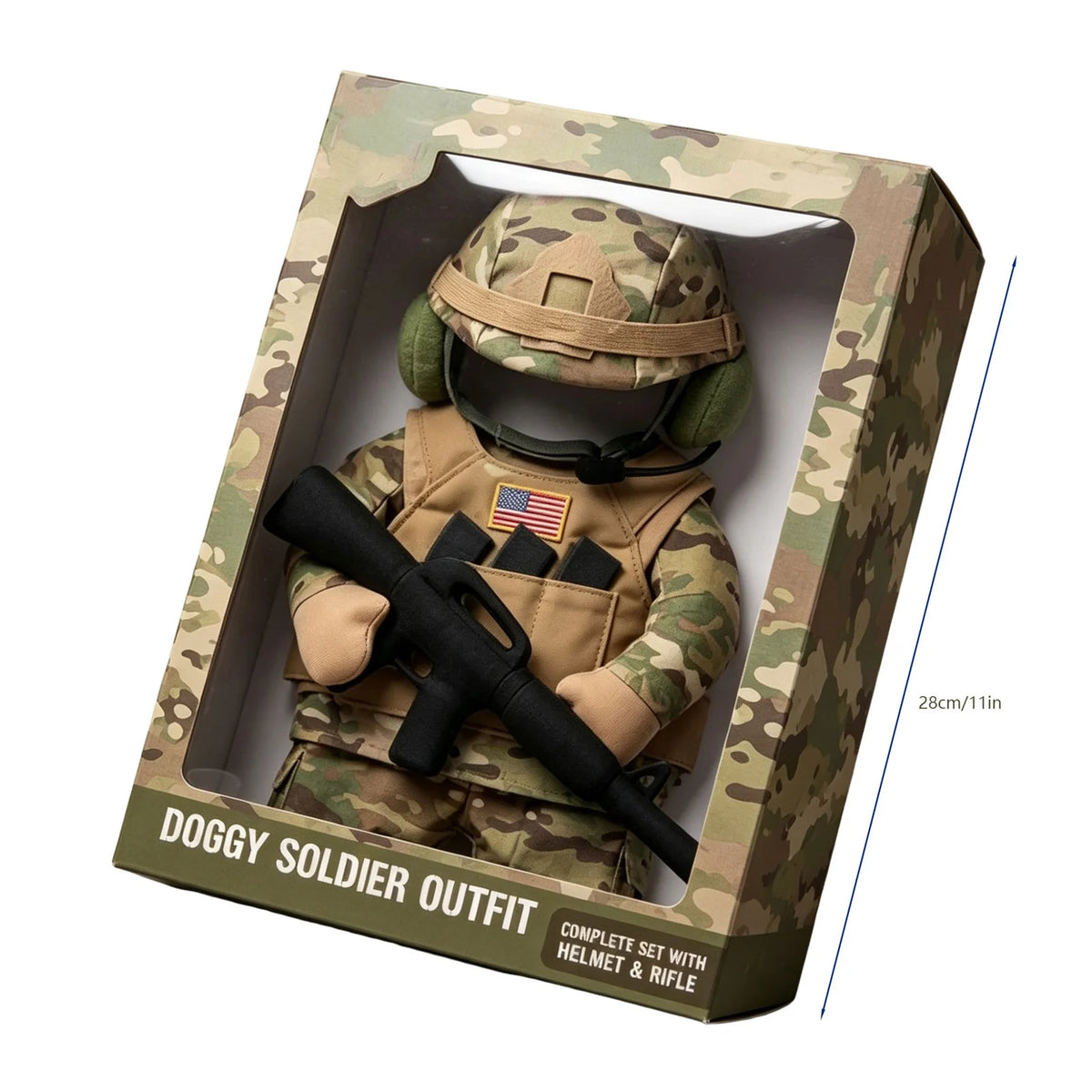 Small Dog Soldier Costume with Hat | Camouflage Halloween Outfit