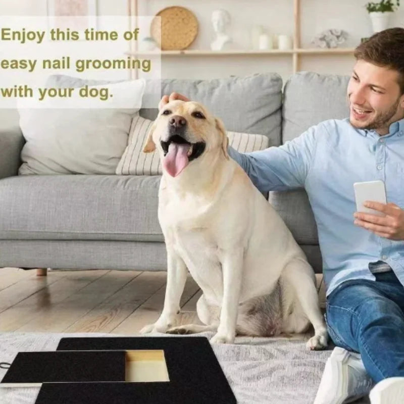 Wooden Dog Scratching Board with Treat Box & Nail Trim Pad – Interactive Paw Care Toy