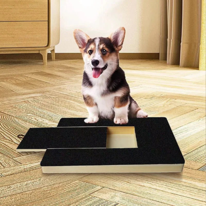 Wooden Dog Scratching Board with Treat Box & Nail Trim Pad – Interactive Paw Care Toy