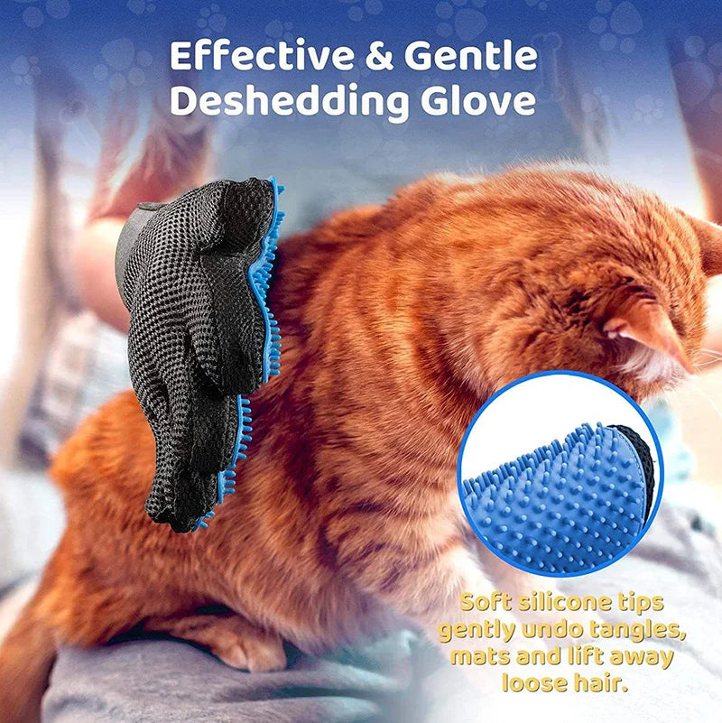 Pet Grooming Glove – Deshedding Brush & Hair Remover for Dogs & Cats