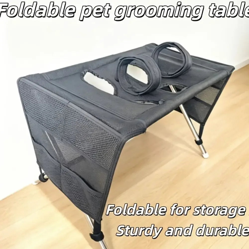 Folding Pet Grooming Hammock with Support Frame