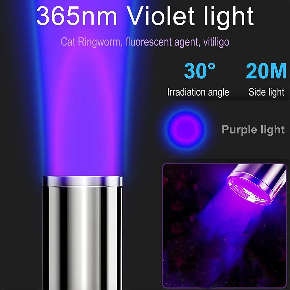 Rechargeable UV Wood's Lamp for Pets – Portable Black Light for Ringworm & Urine Detection