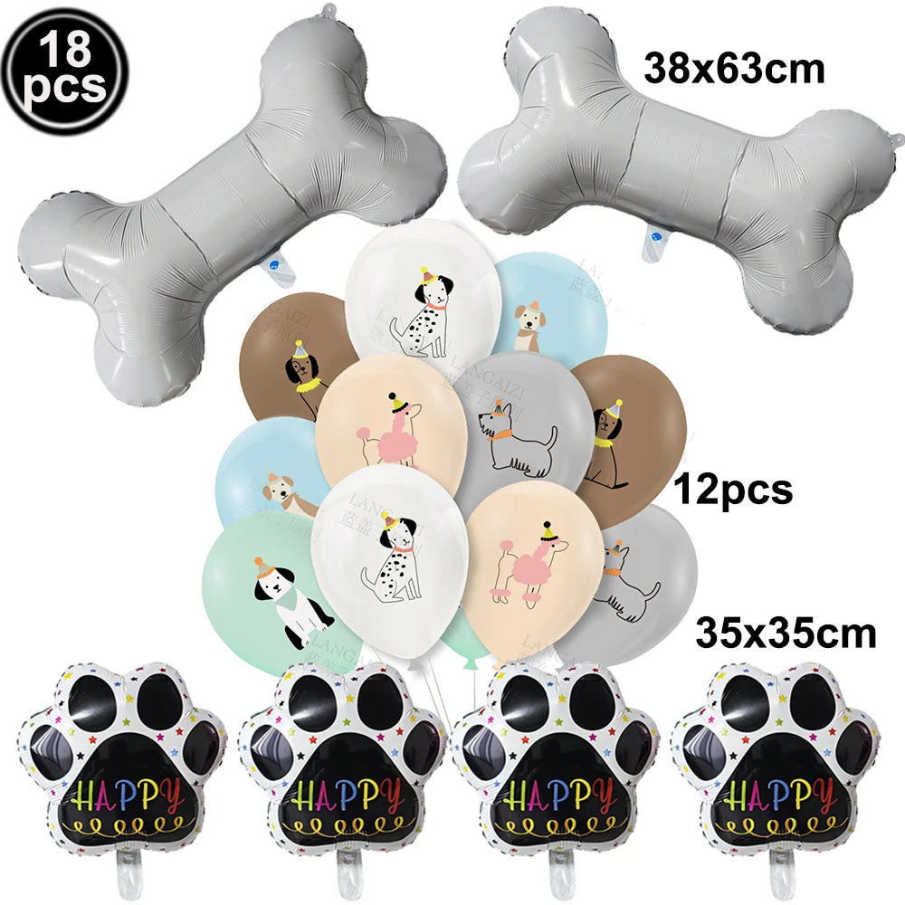 Dog Birthday Party Decoration Set – Banner, Balloons & Cake Decor for Pets