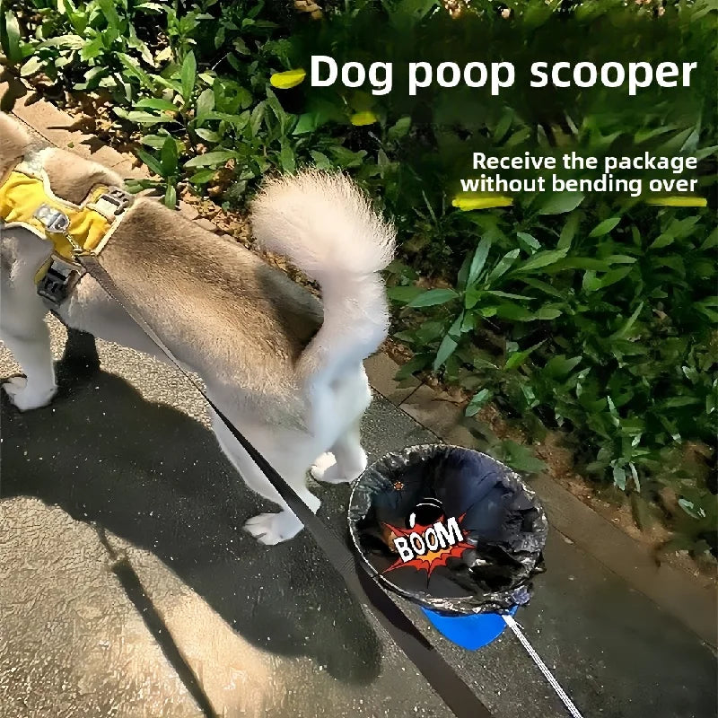 Foldable Dog Poop Scooper with Pee Catcher – Long Handle No-Bend Cleanup Tool