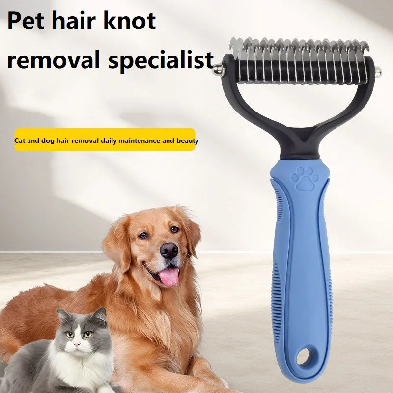 Pet Deshedding Brush – Dog & Cat Grooming Comb for Short & Long Hair