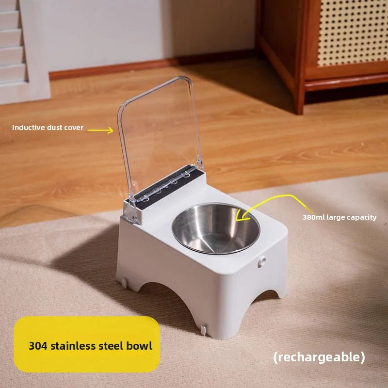 Smart Infrared Auto-Open Cat Bowl | Stainless Steel with Dustproof Lid