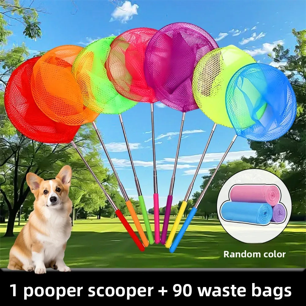 Foldable Dog Poop Scooper with Pee Catcher – Long Handle No-Bend Cleanup Tool