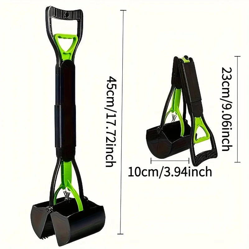 Foldable No-Bend Dog Poop Scooper – Long Handle Pet Waste Pickup Tool for Indoor & Outdoor Use