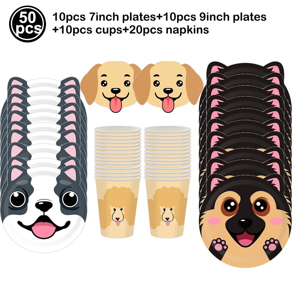 Dog Birthday Party Decoration Set – Banner, Balloons & Cake Decor for Pets
