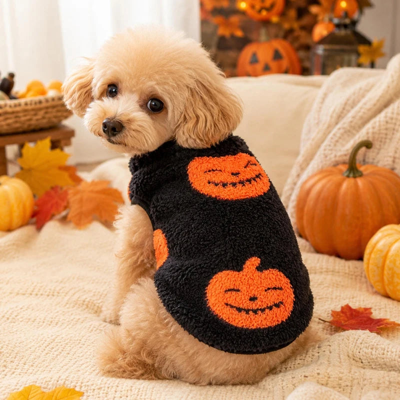 Halloween Fleece Pumpkin Vest for Dogs & Cats