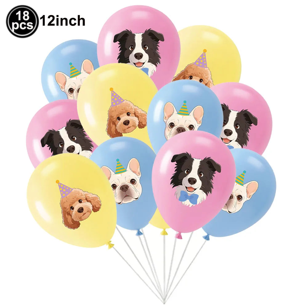 Dog Birthday Party Decoration Set – Banner, Balloons & Cake Decor for Pets