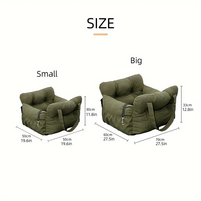 Non-Slip Dog Car Seat with Safety Belt | Washable & Breathable