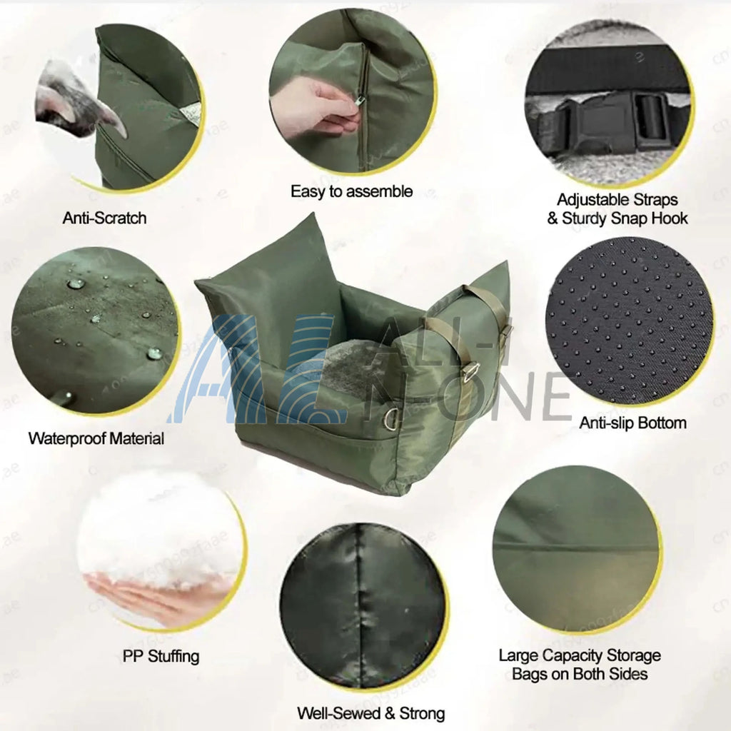 Waterproof Car Pet Seat & Travel Bag | Non-Slip Dog Kennel with Removable Handbag