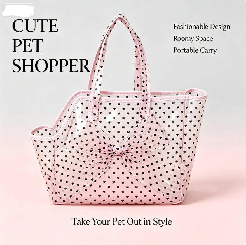 Heart Mesh Pet Bag & Sakura Collar Set