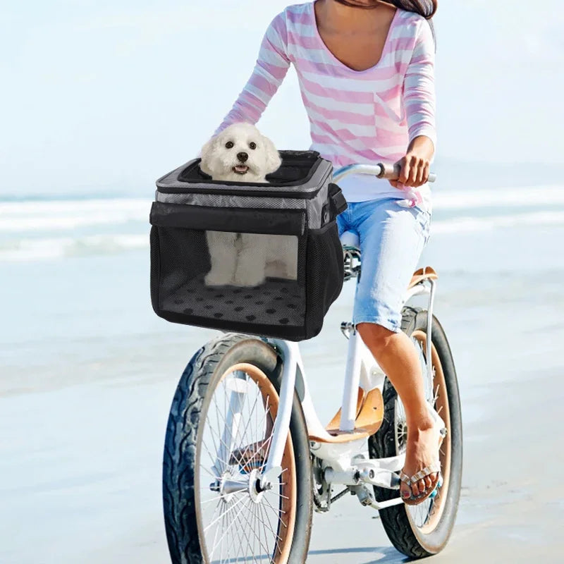 Ride & Roam Pet Bike Basket – Expandable 4-in-1 Carrier for Small Dogs & Cats