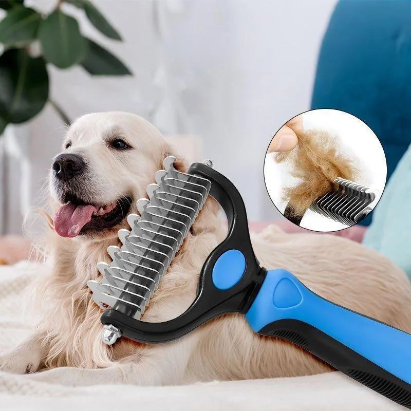 Pet Deshedding Brush – Dog & Cat Grooming Comb for Short & Long Hair