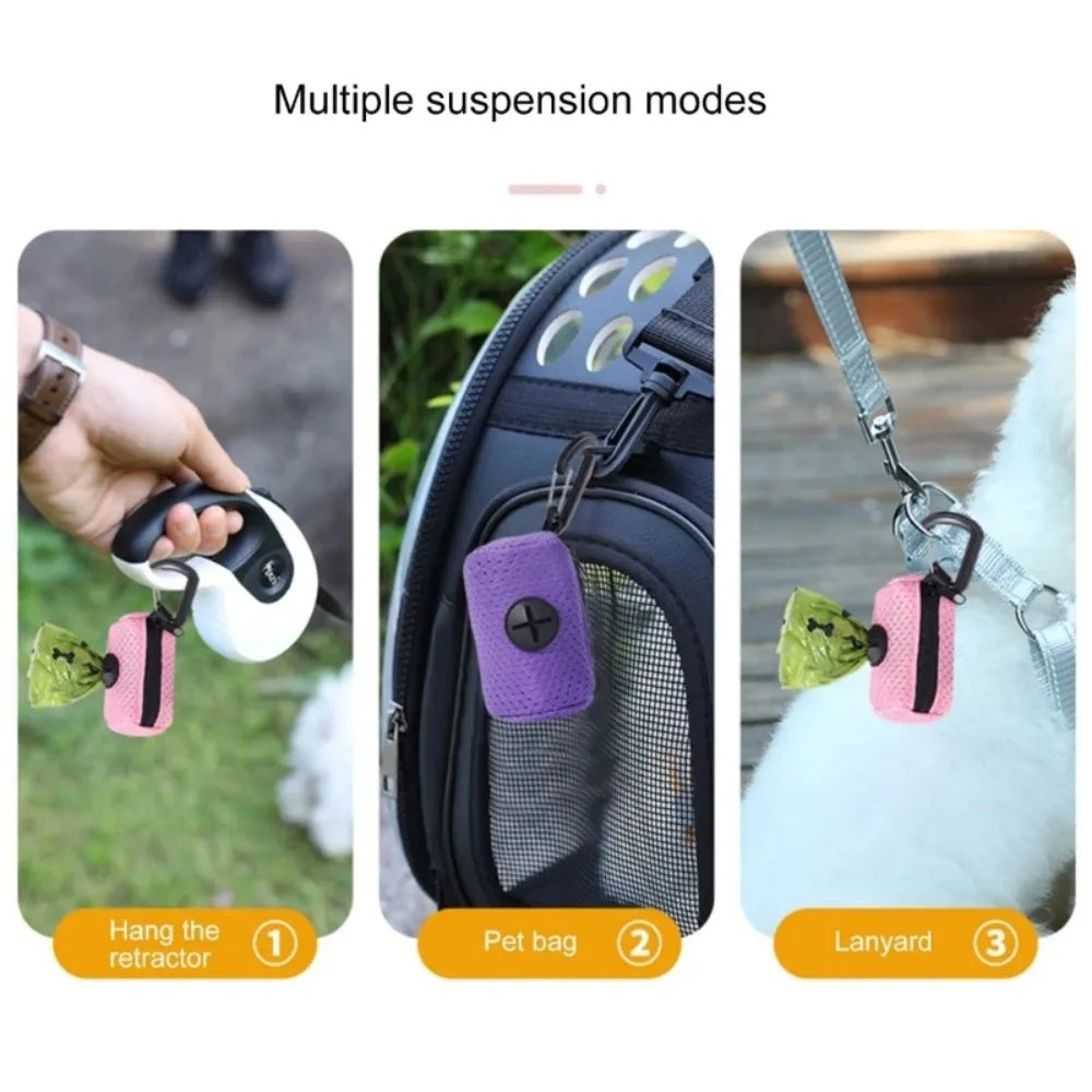 Product showing multiple suspension modes with a pet and various attachments.