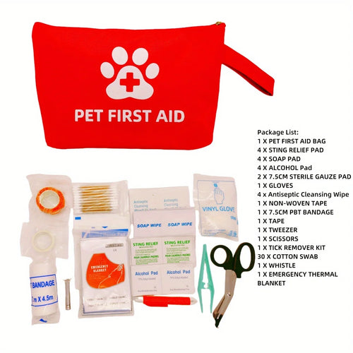 58-Piece Pet First Aid Kit for Dogs & Cats