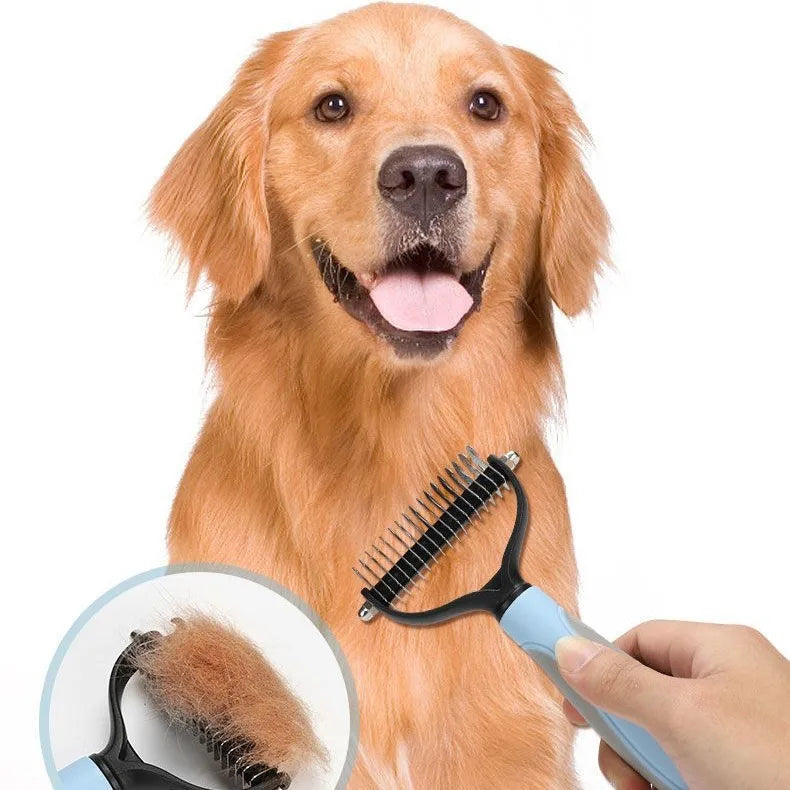 Pet Deshedding Brush – Dog & Cat Grooming Comb for Short & Long Hair