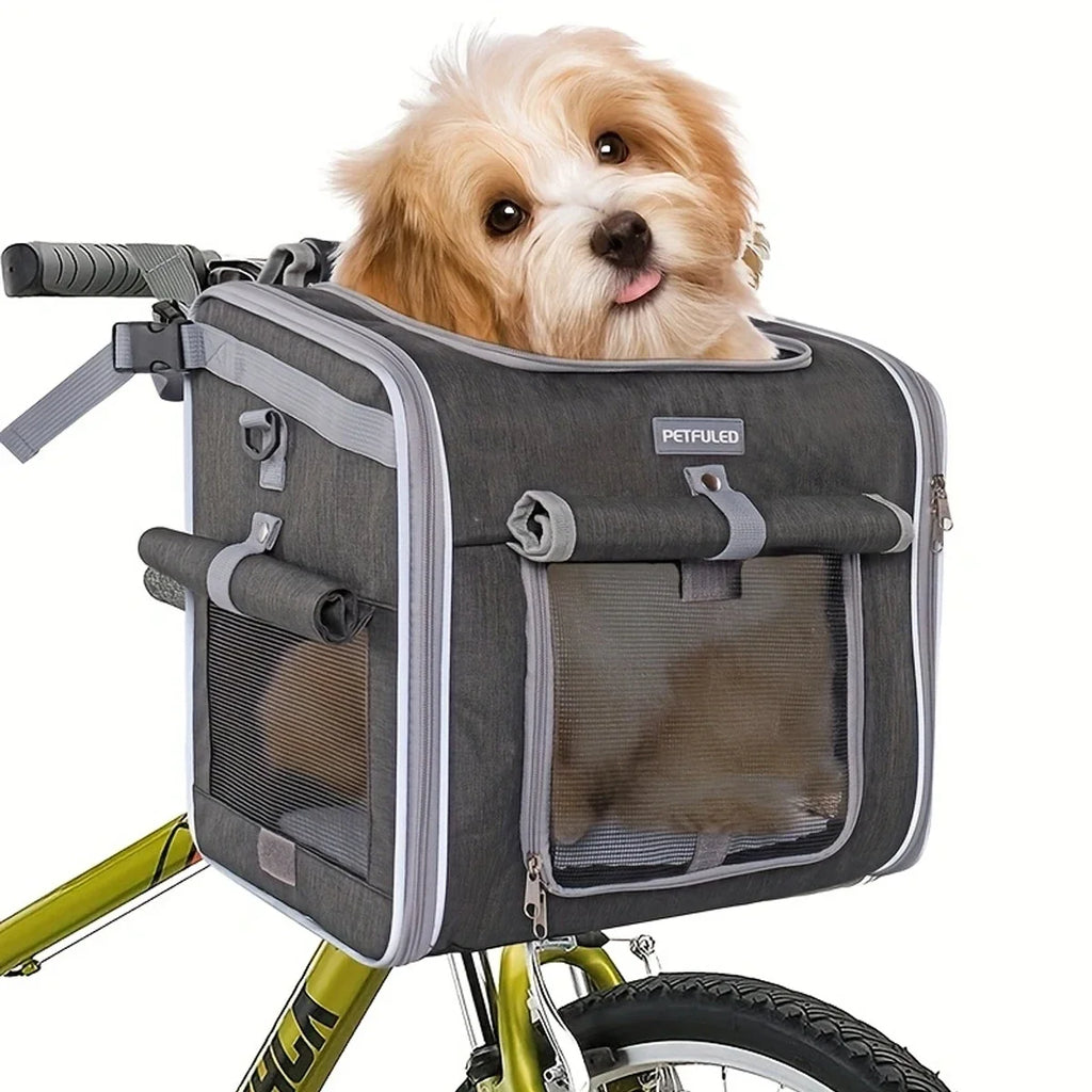 Ride & Roam Pet Bike Basket – Expandable 4-in-1 Carrier for Small Dogs & Cats