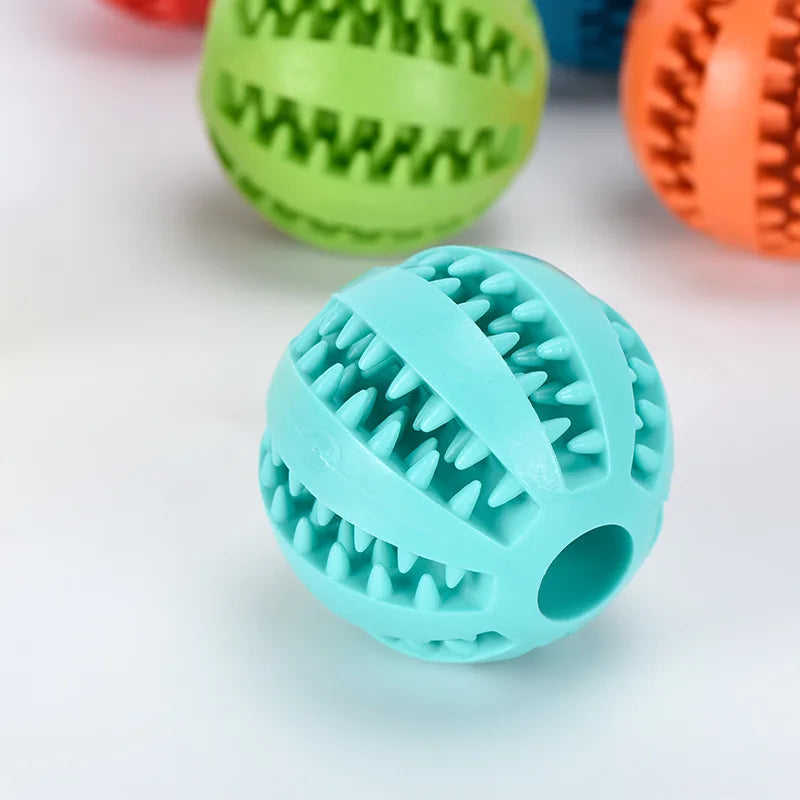 Natural Rubber Dog Chew Ball Toy – Teeth Cleaning Interactive Treat Ball