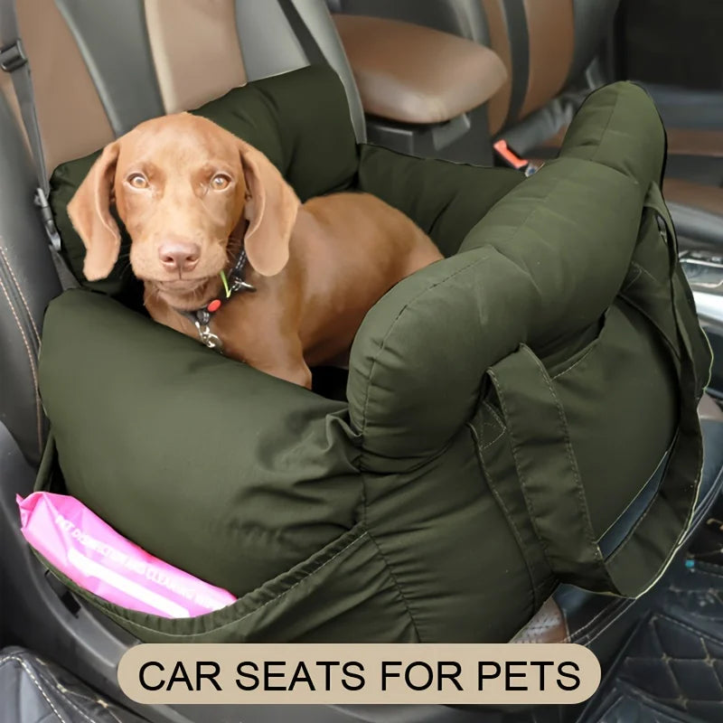 Non-Slip Dog Car Seat with Safety Belt | Washable & Breathable