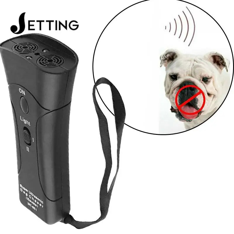 Ultrasonic Dog Repeller & Training Device with Flashlight – 125dB, Portable