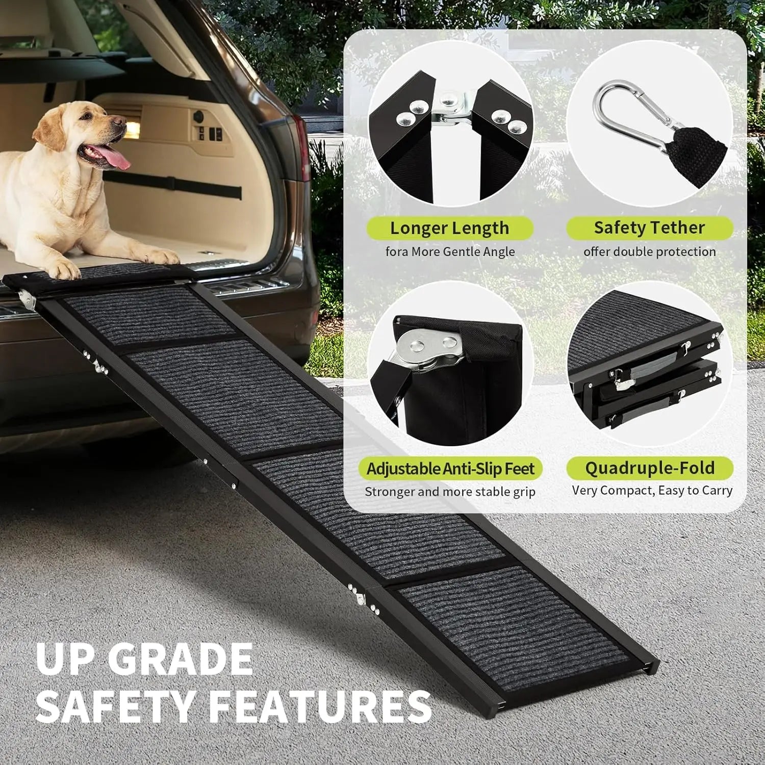 Folding Dog Car Ramp – Non-Slip, 250 LBS Capacity