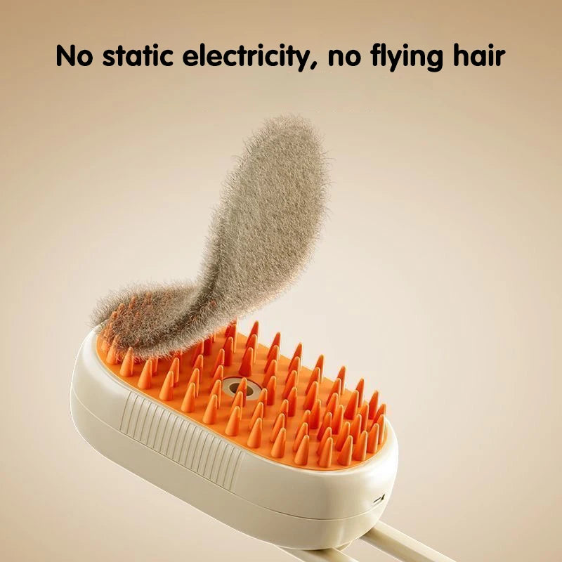 3-in-1 Electric Steam Pet Brush | Spray, Massage & Grooming Comb for Cats & Dogs
