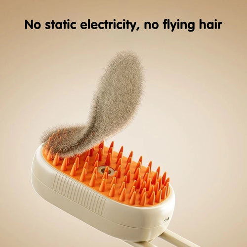 3-in-1 Electric Steam Pet Brush | Spray, Massage & Grooming Comb for Cats & Dogs